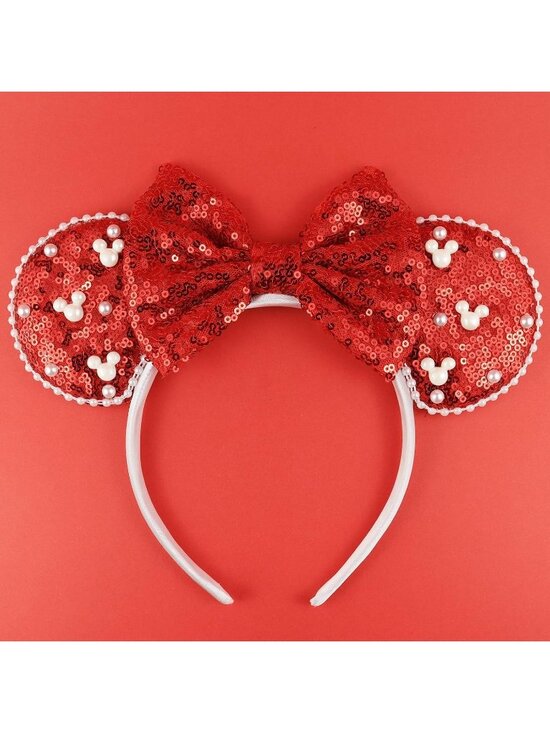 Women Red Polyester Velvet Mickey Mouse Halloween Costume Headband main image 6
